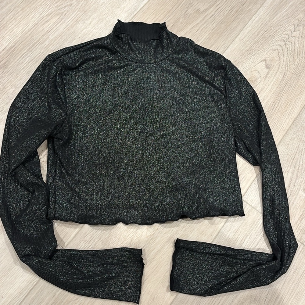Adika black Shimmer Long Sleeve Top XS